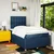 Vidaxl Box spring postelja z vzmetnico moder 120x200 cm blago