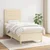Vidaxl Box spring postelja z vzmetnico krem 90x190 cm blago