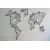 WallXpert metalni zidni ukras MAP-MET9001-BLC, geometrijska mapa sveta, 100 x 60 cm, crni