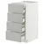 METOD / MAXIMERA Pod.elem.4fronta/2donj/3sred.fioke, bela/Havstorp svetlosiva, 40x60 cm
