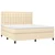 Vidaxl Box spring postelja z vzmetnico krem 160x200 cm blago