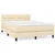 Vidaxl Box spring postelja z vzmetnico krem 140x190 cm blago