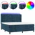 Box spring postelja z vzmetnico LED temno modra 180x200cm žamet