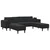 Sofa 3 pcs Crna 250 x 188 x 76 cm Baršun