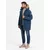 Ombre Mens long parka jacket with flared bottom - navy blue