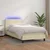 Vidaxl Box spring postelja z vzmetnico LED krem 100x200cm umetno usnje
