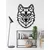 WallXpert metalni zidni ukras 5133, geometrijska glava vuka, 64 x 90 cm, crni