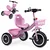ECOTOYS Tricikl sa neklizajućim rukohvatima, zvoncem i korpom, Roze