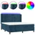 Box spring postelja z vzmetnico LED temno modra 180x200cm žamet