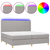 Vidaxl Box spring postelja z vzmetnico LED sv. siva 200x200 cm blago