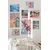 WallXpert set od 8 uramljenih slika Çgs-019, tropski pastelni motivi – palme, talasi, okean i morske zvezde, beli ram