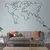 WallXpert metalni zidni ukras 5316, linijska mapa sveta, 100 x 60 cm, crni