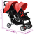 Dvojni otroški voziček jeklen rdeče in črne barve