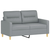 2-dijelni set sofa s jastucima svjetlosivi od tkanine