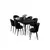 HANAH HOME Rasklopivi trpezarijski sto i stolice (7 delova) Asfel Black Marble Black