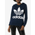 adidas - logo-print hooded sweatshirt - women - Blue