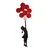 Opviq Zidna dekoracija Banksy-11-1, 100x34 cm, 1.5 mm, Crno-crvena