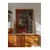 WallXpert uramljena slika 115273, leopard i cveće na crvenoj pozadini, 50 x 70 cm, ram u boji prirodnog drveta