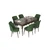 Hanah Home Set Trpezarijski sto i 6 stolica Nef, Zeleno-braon