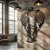 WallXpert metalni zidni ukras 5511, slon od krošnji drveća sa pticama, 71 x 90 cm, crni