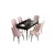 Hanah Home Set Trpezarijski sto i 6 stolica Are, Roze-crni