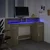 Radni stol s LED svjetlima hrast 140x55x91 cm konstruirano drvo