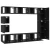 Set TV komoda Zidne 10 pcs Crni hrast Konstruirano drvo