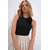 Trend Alacati Stili Ženska bluza bez rukava ALC-X12182, Okrugli izrez, Crna