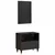 Set ormarića za kupaonicu Zidne 2 pcs Crna Čvrsto drvo manga