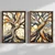WallXpert set uramljenih MDF slika NAL191-70, stilizovano drvo u stilu vitraža u bež, plavoj i narandžastoj, 2 x 50 x 70 cm