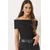 Bianco Lucci Ženska bluza na kratake rukave 60284012, Brod izrez, Crna