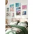 WallXpert set od 8 uramljenih slika Çgs-010, tropski roze motivi – kabriolet, palme, surfer, kaubojske čizme i natpis Giddy Up, beli ram