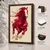 WallXpert uramljena MDF slika 3752KACT-015, crveni konj u galopu na krem pozadini, 37 x 52 cm