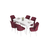 Hanah Home Set Trpezarijski sto i 6 stolica Eva, Bordo-beli
