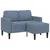 Sofa 2-sjed s ležaljkom u obliku slova L plava 125 cm lan