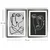 WallXpert set od 2 uramljene MDF slike 2PANTCT-001, apstraktna lica crtana jednom linijom, crno-belo, 38 x 53 cm