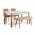 Hanah Home Set Trpezarijski sto, 2 trpezarijske stolice i klupa Santiago White Atlantic, Bež