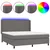 Krevet box spring s madracem LED sivi 180x200cm od umjetne kože