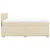 Vidaxl Box spring postelja z vzmetnico krem 140x200 cm blago