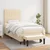 Vidaxl Box spring postelja z vzmetnico krem 100x200 cm blago