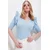 Trend Alacati Stili Ženska bluza 3/4 rukava ALC-X11557, V-izrez, Svetloplava