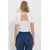 Trend Alacati Stili Ženska bluza kratkih rukava ALC-X11651, Brod izrez, Bela