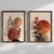 WallXpert set uramljenih MDF slika NAL206-70, grane sa lišćem i bobicama ispred narandžastog sunca u boho stilu, 2 x 50 x 70 cm