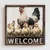WallXpert uramljena MDF slika DOS041-50, kokoška sa pilićima i natpisom „Welcome“, 50 x 50 cm