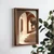 WallXpert uramljena MDF slika NAL185-46, stepenište i lukovi u toplim bež i terakota tonovima, 35,5 x 47 cm