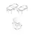 Hanah Home Set Trpezarijski sto i 6 stolica Roz, Plavo-braon