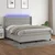 Vidaxl Box spring postelja z vzmetnico LED sv. siva 160x200 cm blago