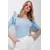 Trend Alacati Stili Ženska bluza 3/4 rukava ALC-X11557, V-izrez, Svetloplava