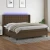 vidaXL vidaXL Box spring postelja z vzmetnico LED temno rjava 200x200cm blago, (20892560)
