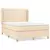 vidaXL Box spring postelja z vzmetnico krem 140x200 cm blago